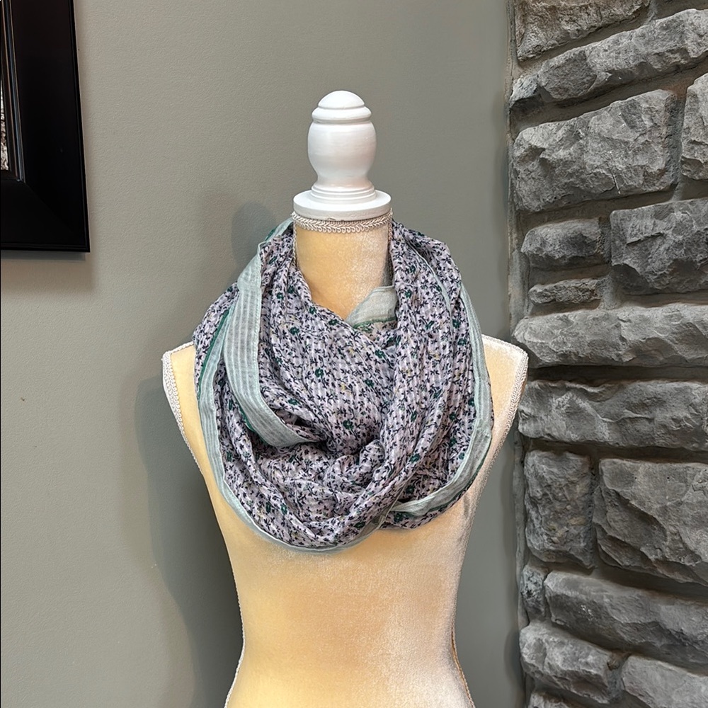 LOFT Infinity Scarf, green/blue/white, floral